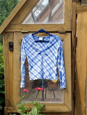 next Blue & White Tie-Dye Long Sleeve Top